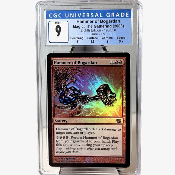 Magic: The Gathering Limited Edition Hammer of Bogardan  HAMMER OF BOGARDAN Rare Foil 8th Edition 193/350 2003 CGC Graded 9 Mint MTG